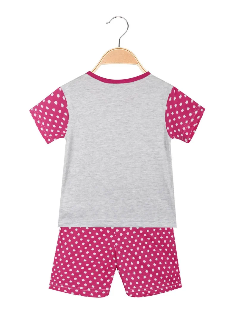 Pigiama corto da neonata in cotone - fucsia