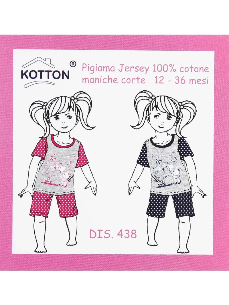 Pigiama corto da neonata in cotone - fucsia
