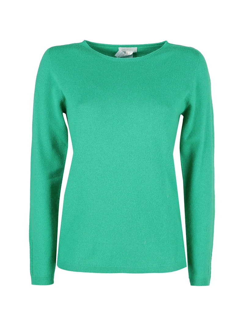 Maglione donna tinta unita in misto lana e cashemere - verde