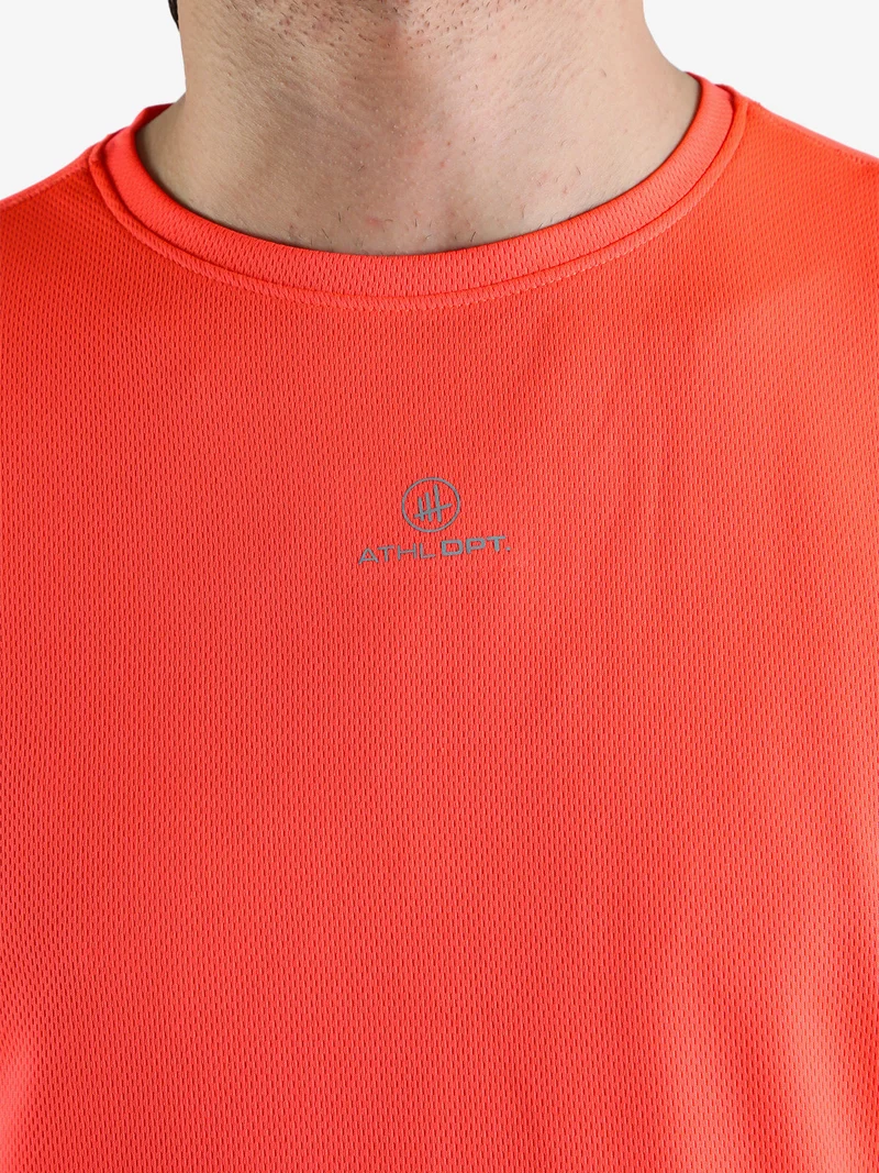 T-shirt sportiva da uomo in tessuto traspirante - arancione