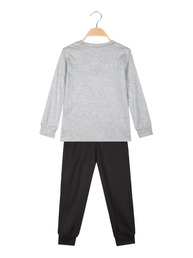 Pigiama lungo da bambino in cotone interlock - grigio chiaro
