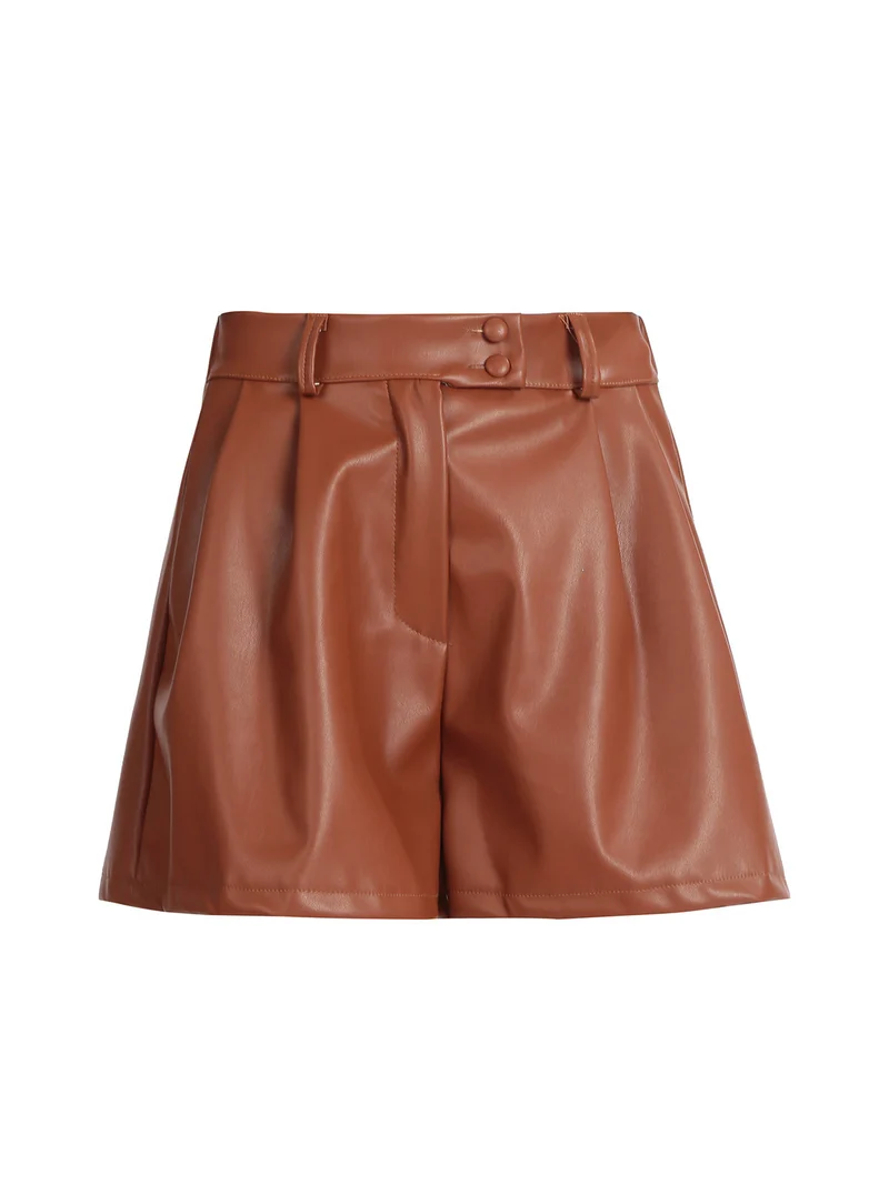 Shorts da donna in ecopelle - marrone