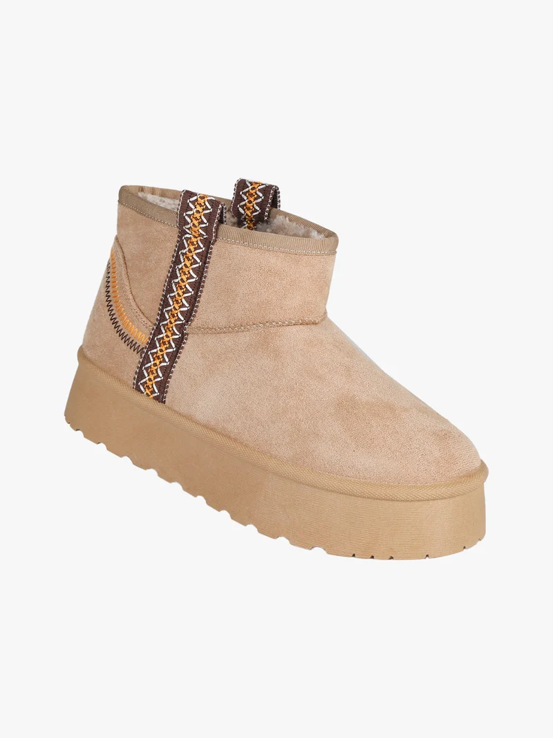 Stivaletti donna pelosi con platform - khaki
