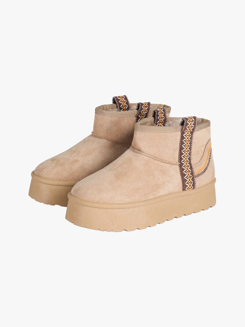 Stivaletti donna pelosi con platform - khaki