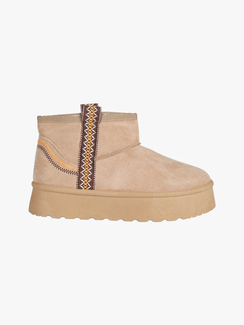 Stivaletti donna pelosi con platform - khaki