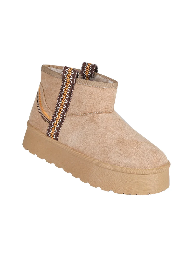 Stivaletti donna pelosi con platform - khaki