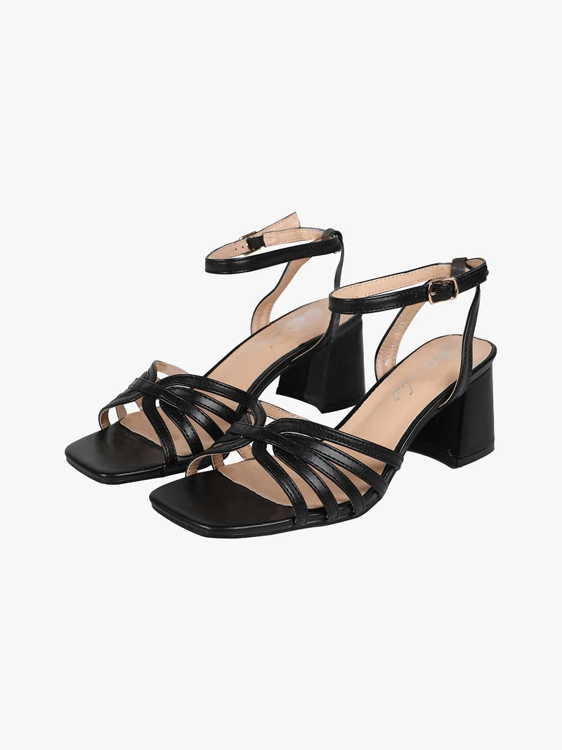 Sandali donna con tacco largo - nero