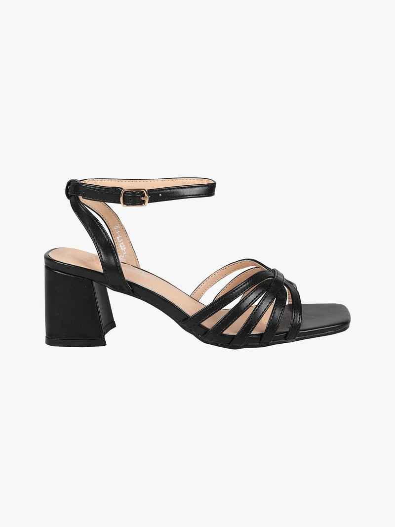 Sandali donna con tacco largo - nero