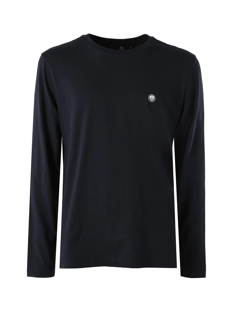 T-shirt da uomo a maniche lunghe in cotone - blu scuro