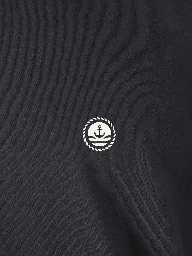 T-shirt da uomo a maniche lunghe in cotone - blu scuro