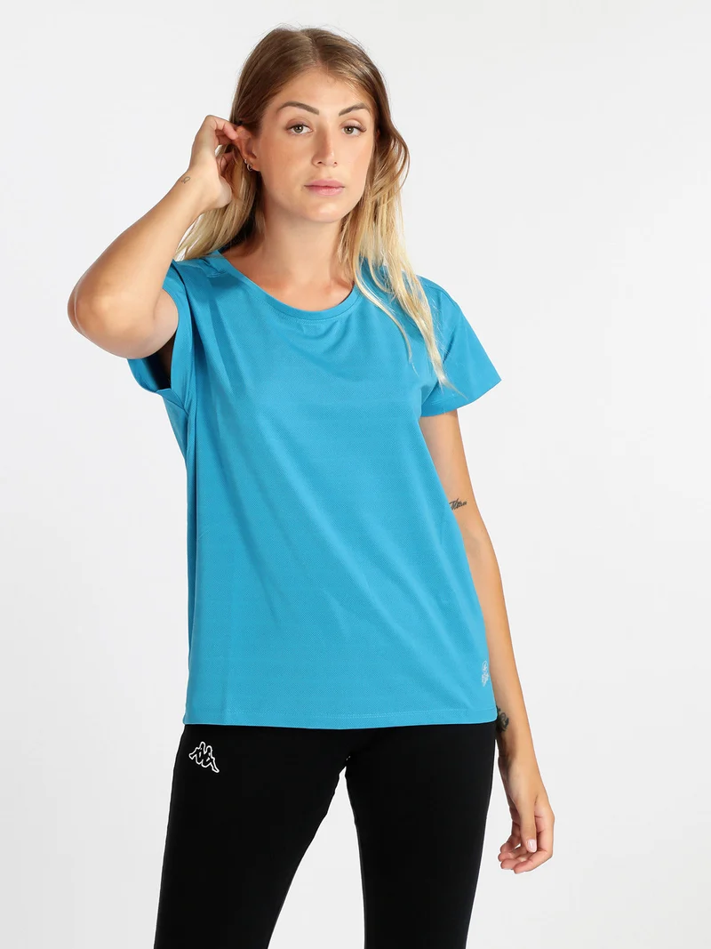 T-shirt donna in tessuto tecnico sportivo - celeste