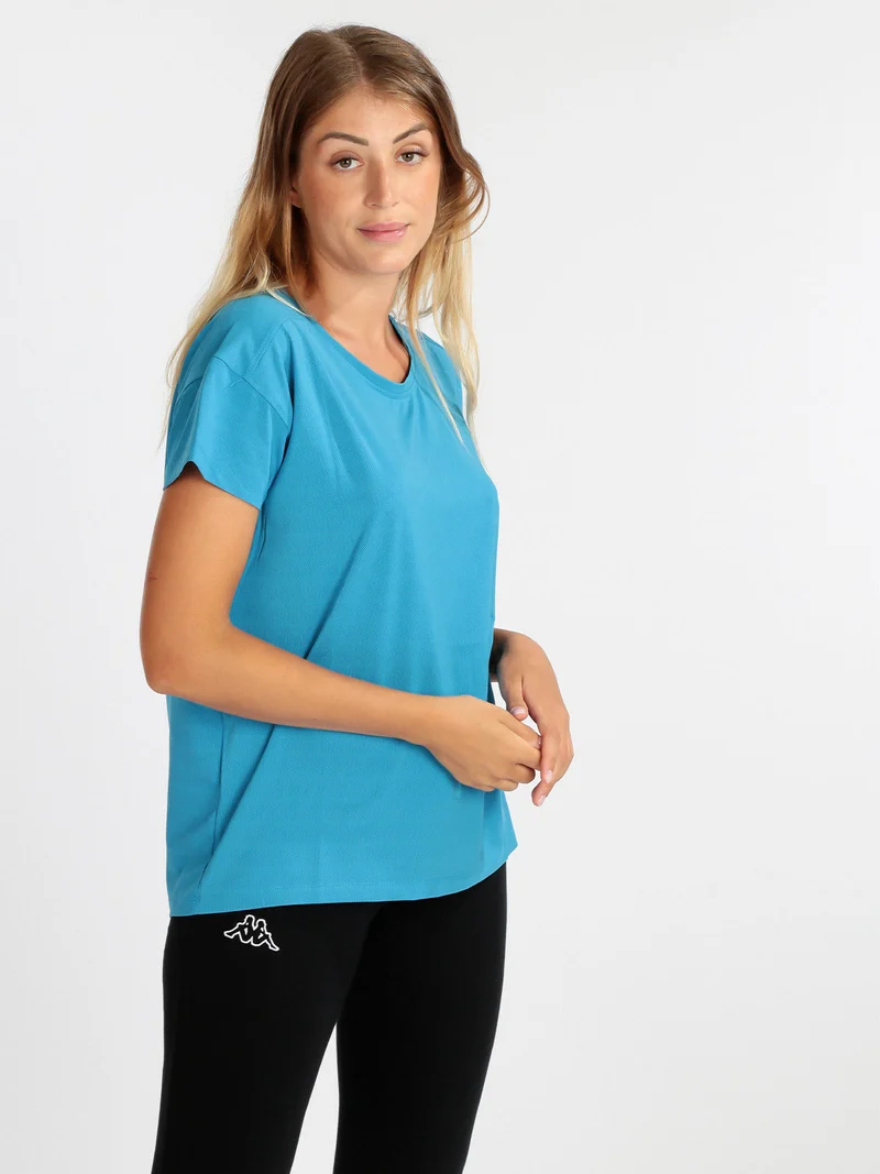 T-shirt donna in tessuto tecnico sportivo - celeste