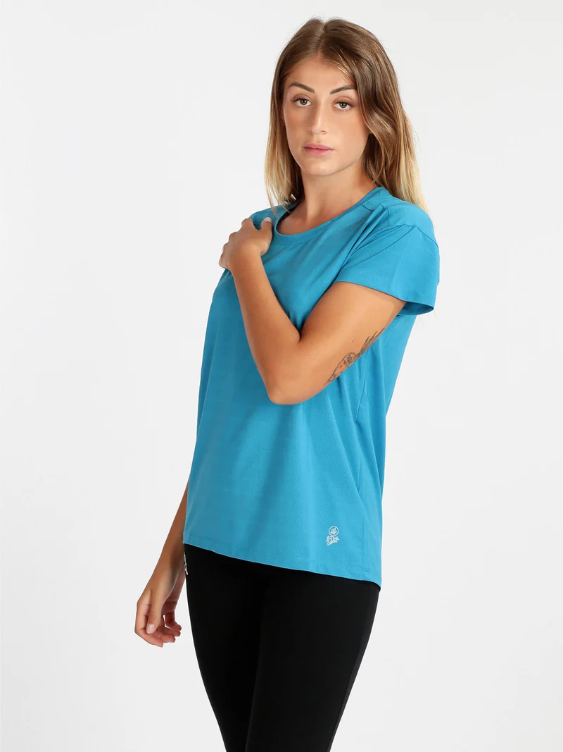 T-shirt donna in tessuto tecnico sportivo - celeste