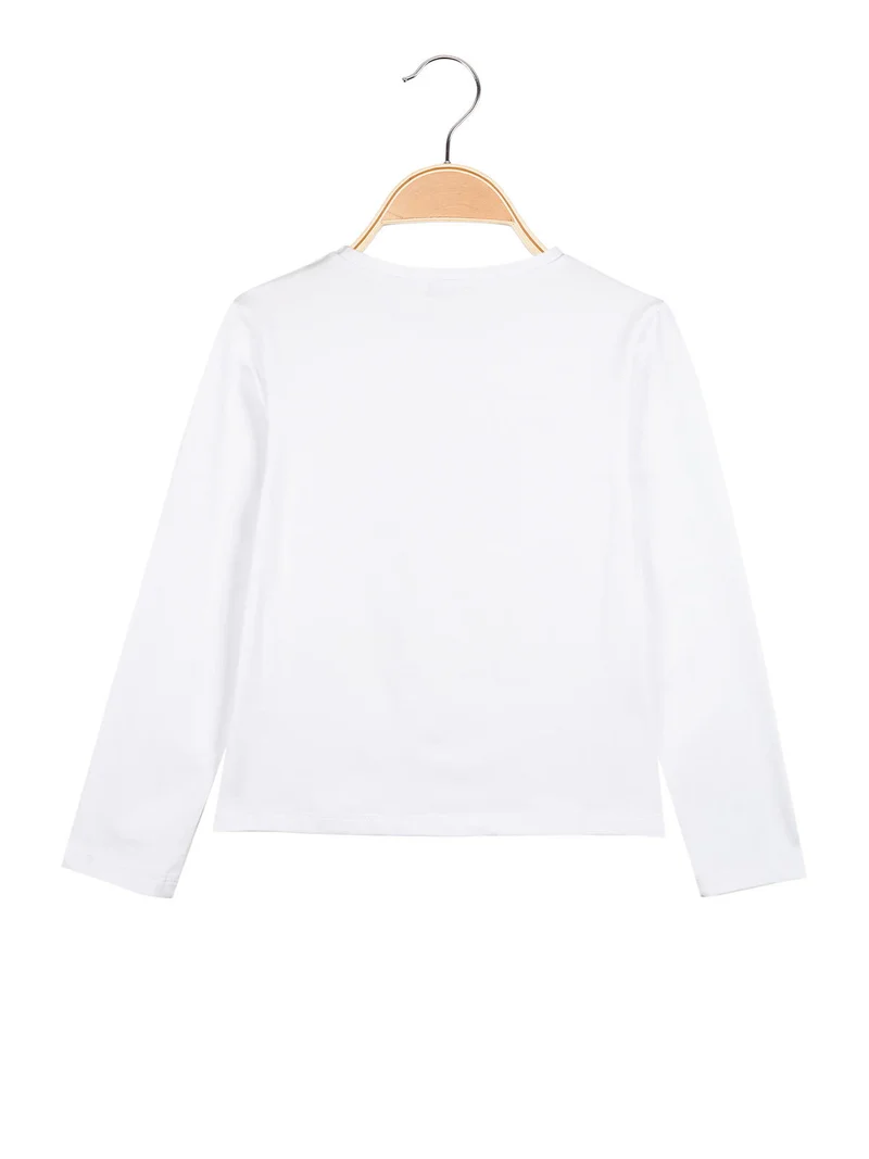 T-shirt manica lunga da bambina con stampe - bianco