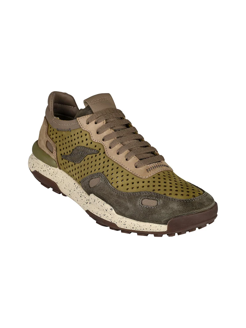 Sneakers da uomo in pelle traforata - verde