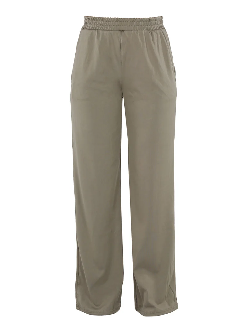 Pantaloni morbidi da donna a gamba larga - oliva