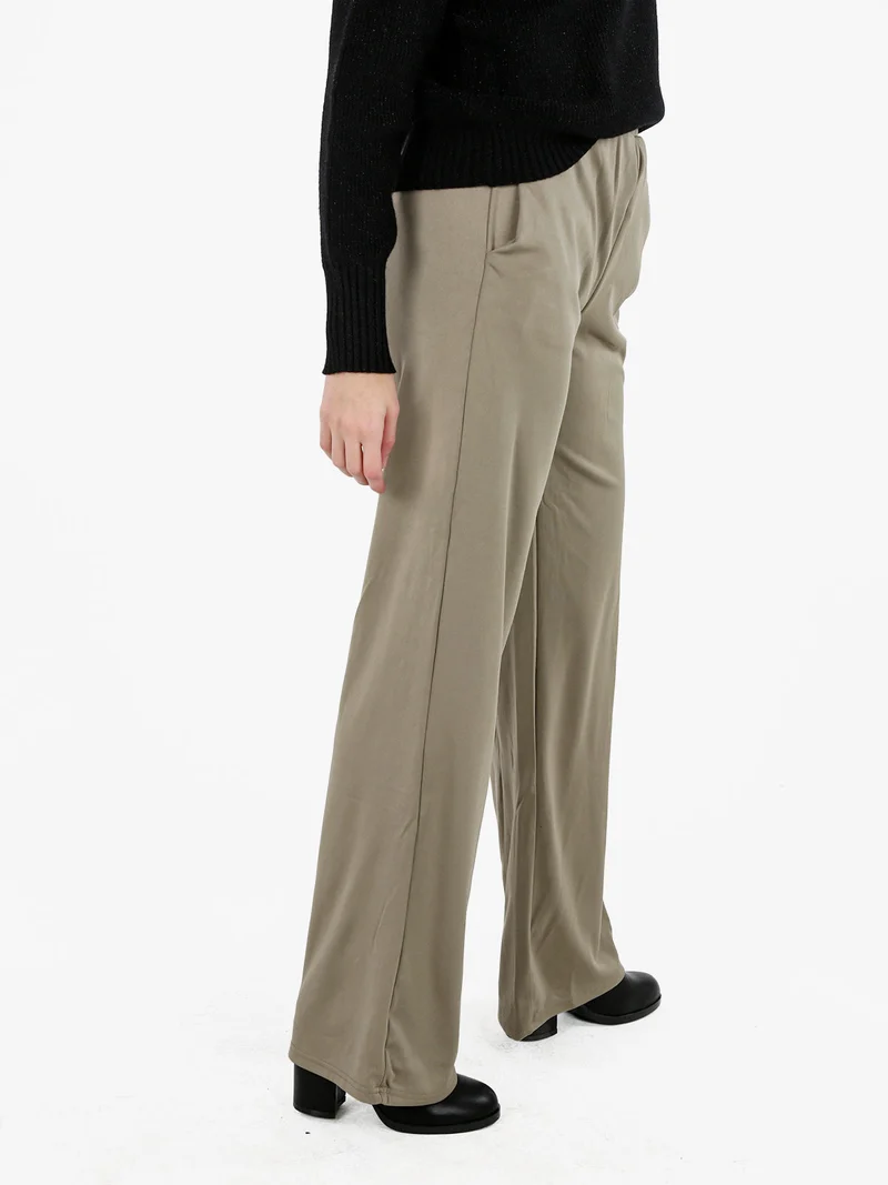 Pantaloni morbidi da donna a gamba larga - oliva