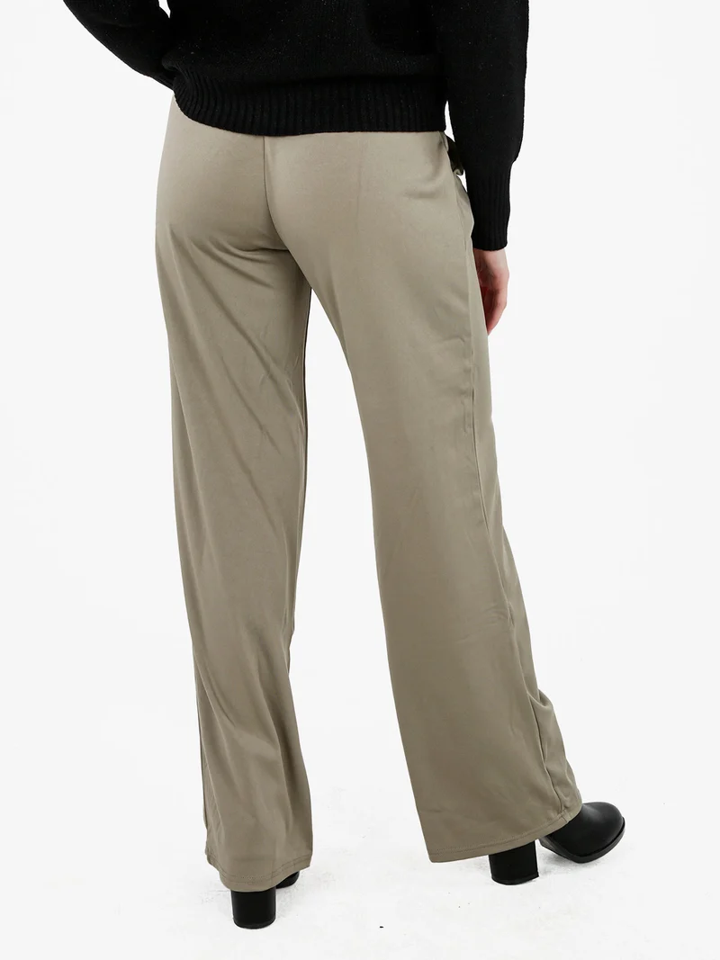 Pantaloni morbidi da donna a gamba larga - oliva