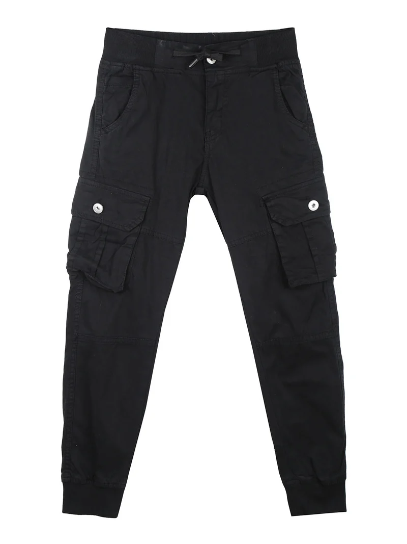 Pantaloni da ragazzo con tasconi laterali e polsini - nero