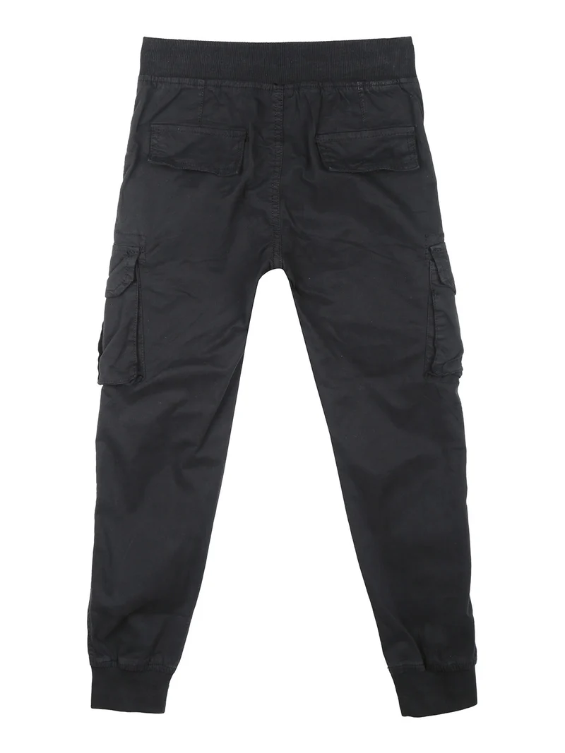 Pantaloni da ragazzo con tasconi laterali e polsini - nero