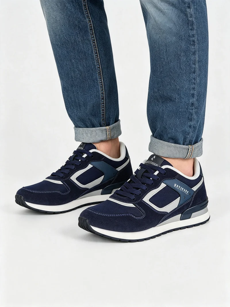 Sneakers stringate da uomo - blu scuro