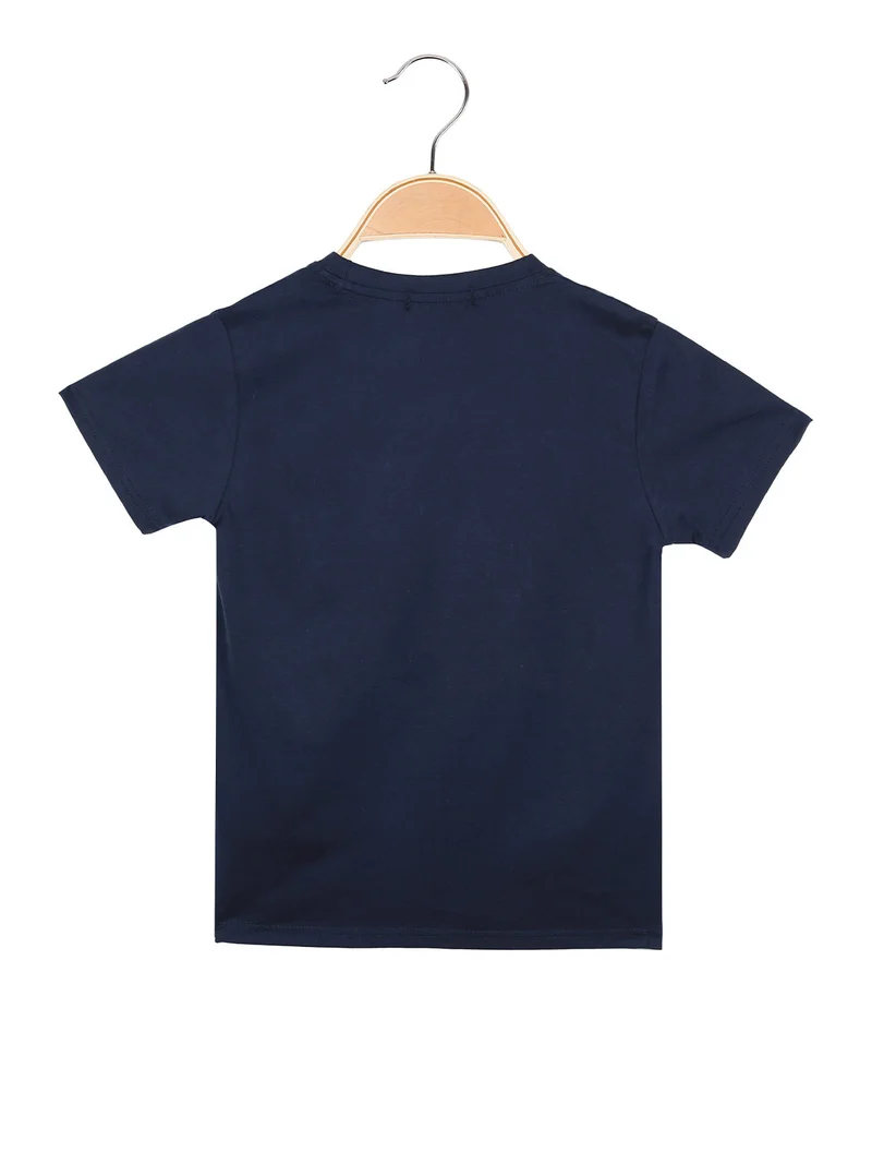 T-shirt da bambino in cotone con stampa - blu scuro