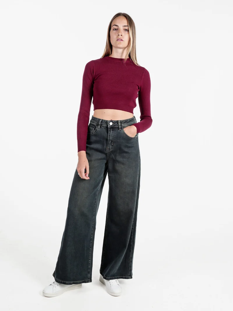 Jeans donna wide leg a vita alta - jeans
