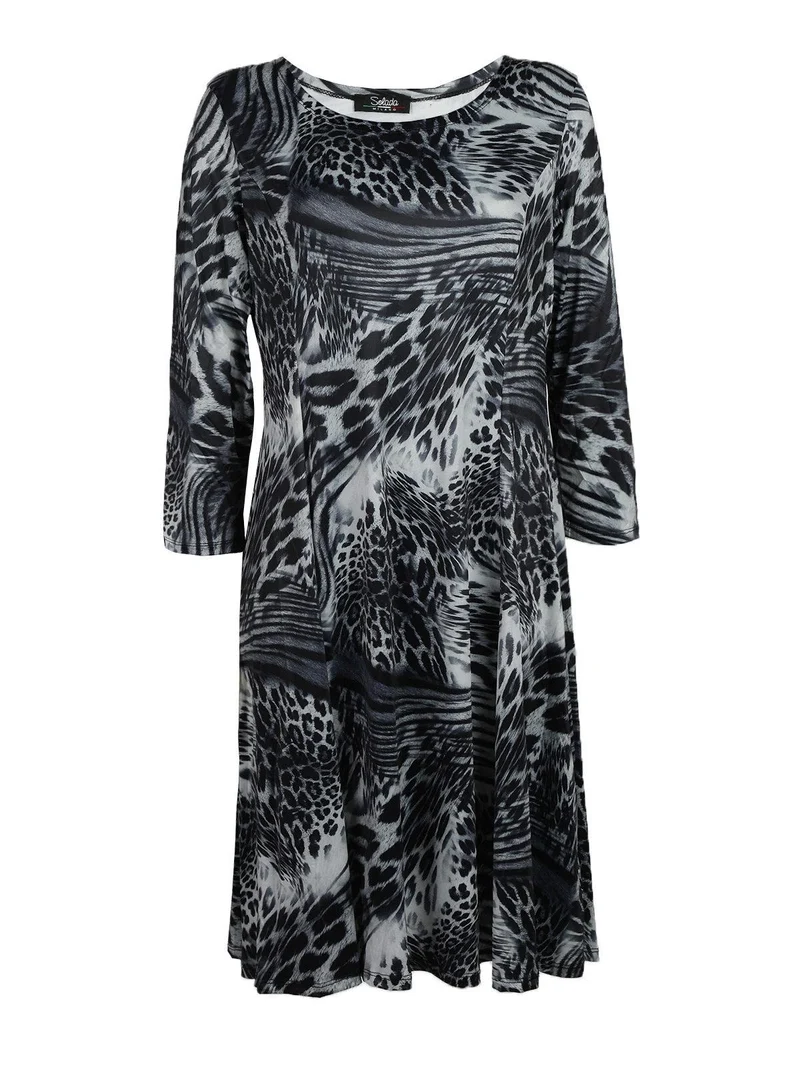 Vestito maculato maniche lunghe - grigio