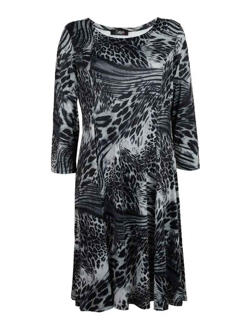 Vestito maculato maniche lunghe - grigio