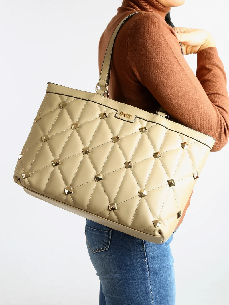 Borsa donna con borchie - taupe
