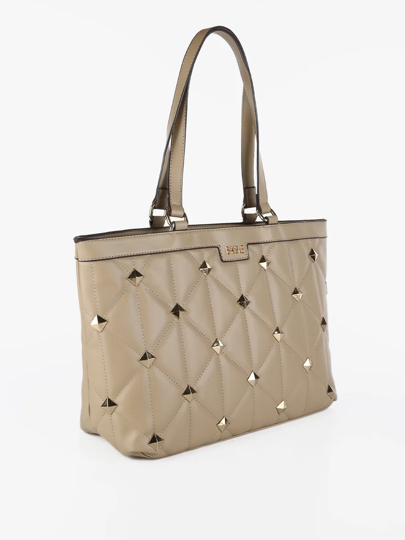 Borsa donna con borchie - taupe