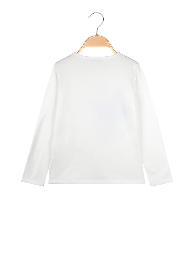 T-shirt da bambino a maniche lunghe con stampa - bianco