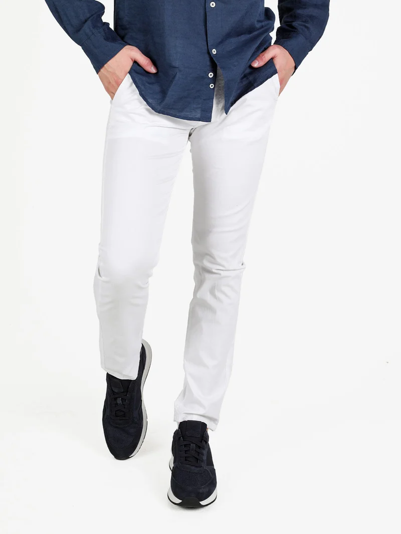Pantaloni casual da uomo in cotone - bianco