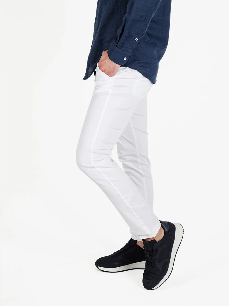 Pantaloni casual da uomo in cotone - bianco