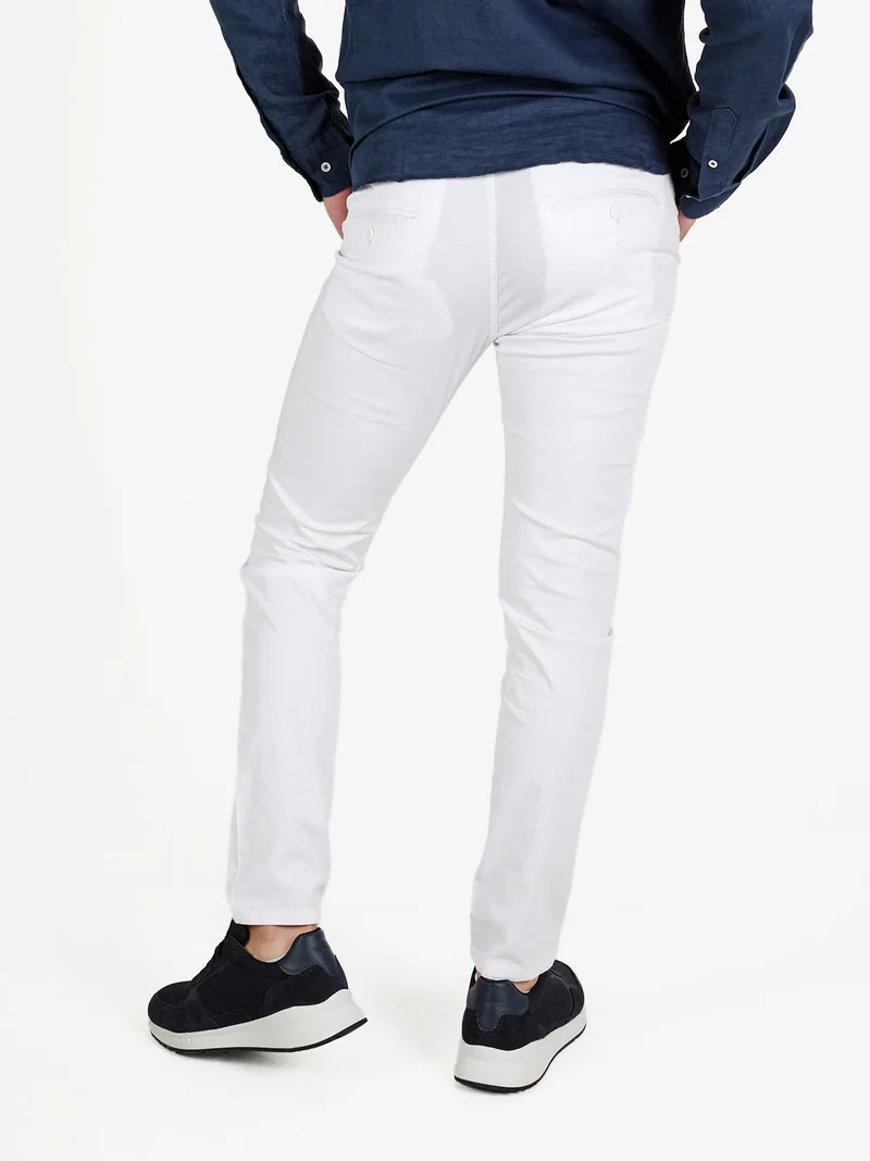 Pantaloni casual da uomo in cotone - bianco