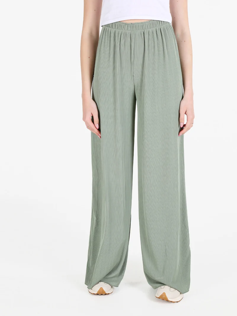 Pantaloni donna leggeri a palazzo - pistacchio