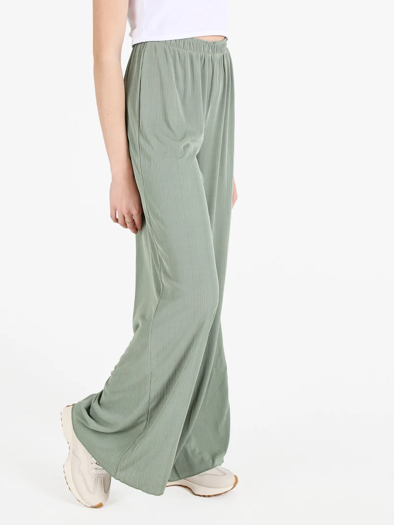 Pantaloni donna leggeri a palazzo - pistacchio