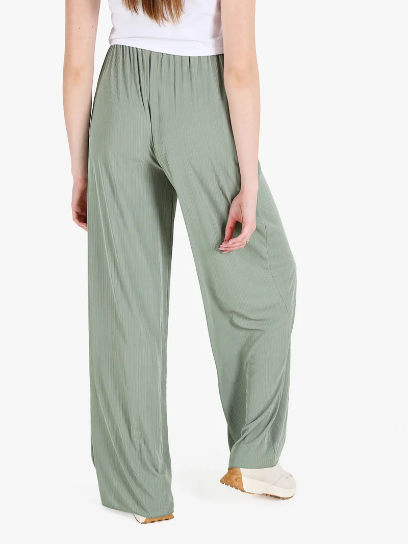 Pantaloni donna leggeri a palazzo - pistacchio