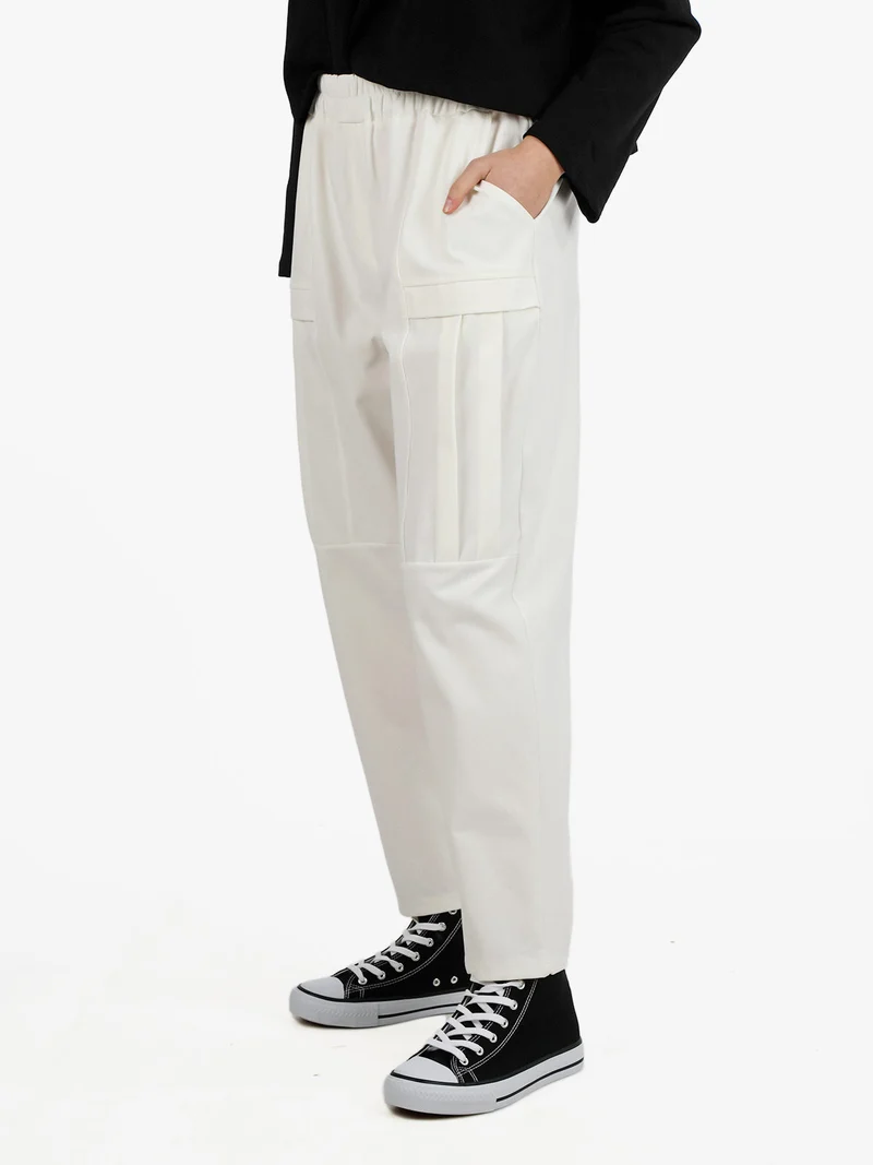 Pantaloni jogger da donna a gamba larga - bianco
