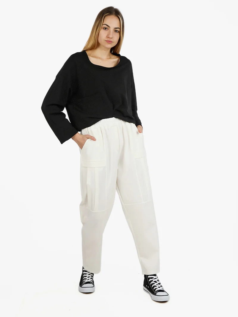 Pantaloni jogger da donna a gamba larga - bianco