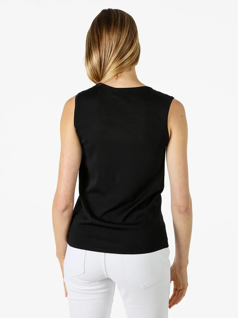Top donna in maglia con applicazioni di strass - nero