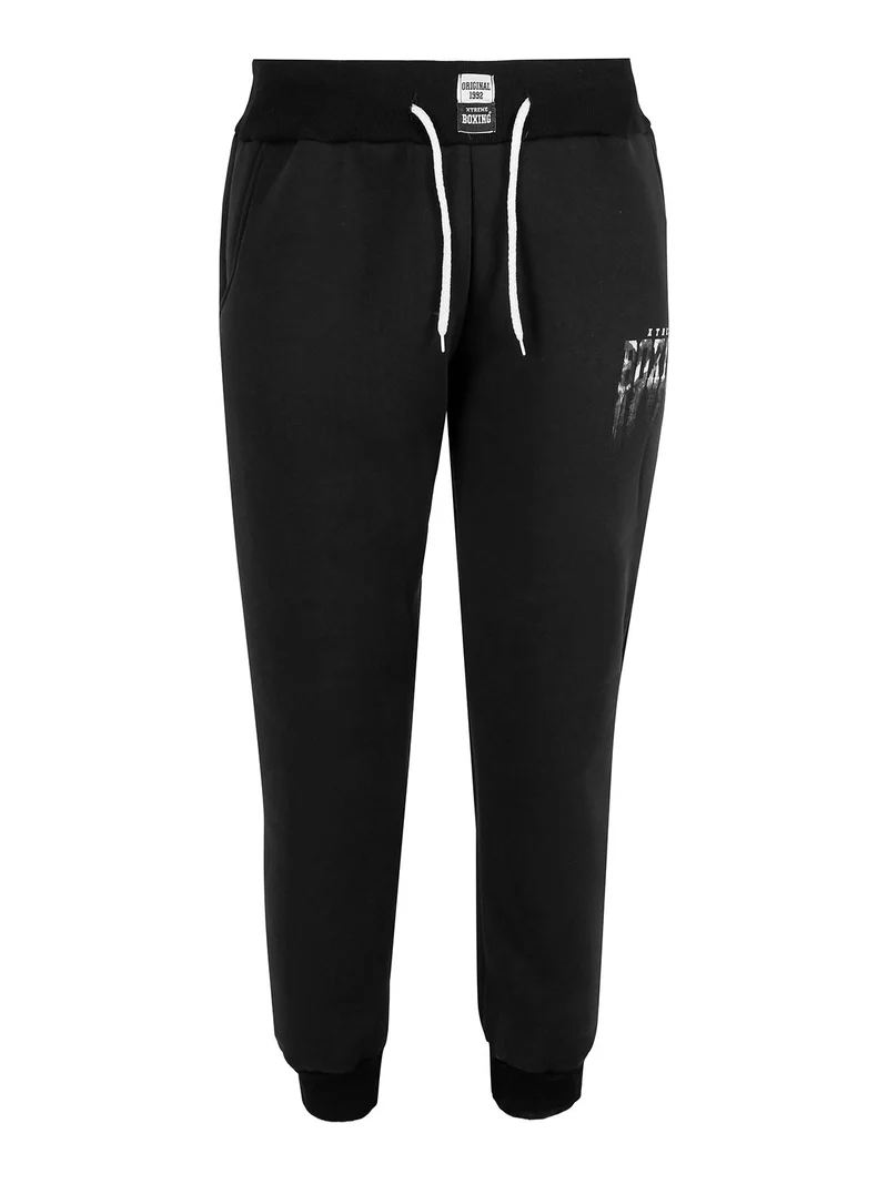 Pantaloni tuta da uomo felpati con polsini - nero