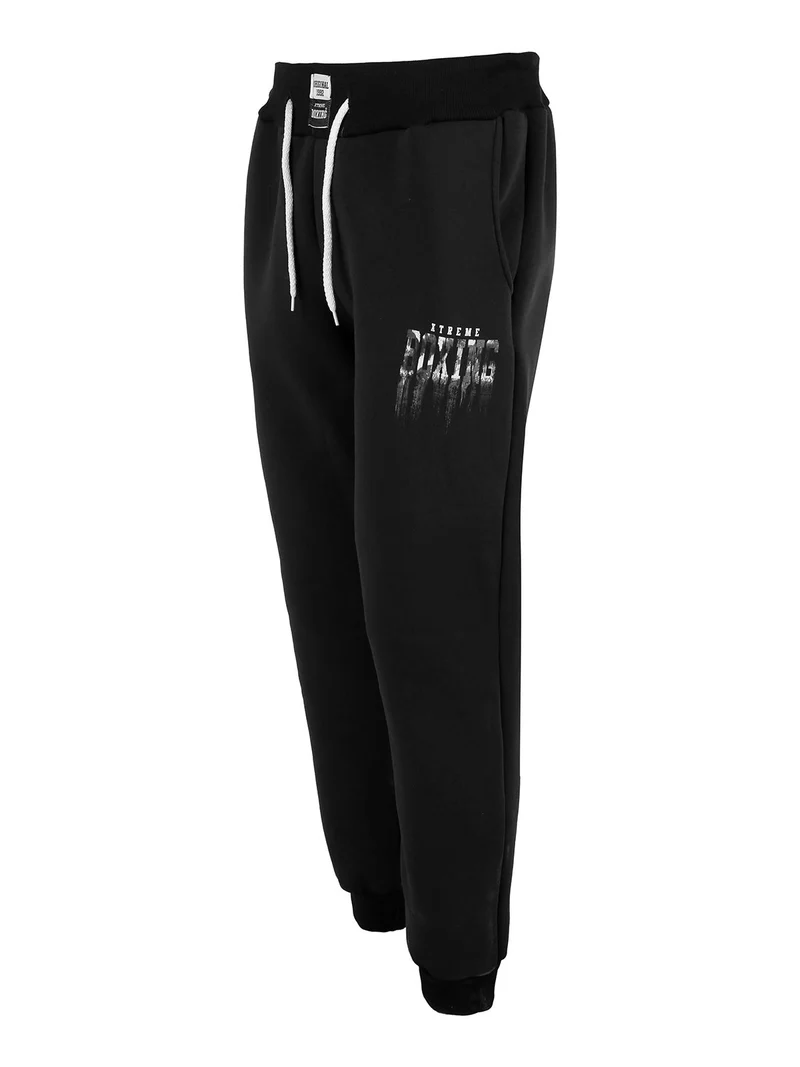 Pantaloni tuta da uomo felpati con polsini - nero