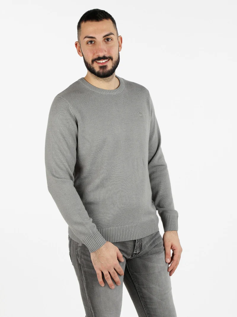 Maglione girocollo da uomo misto lana - grigio chiaro