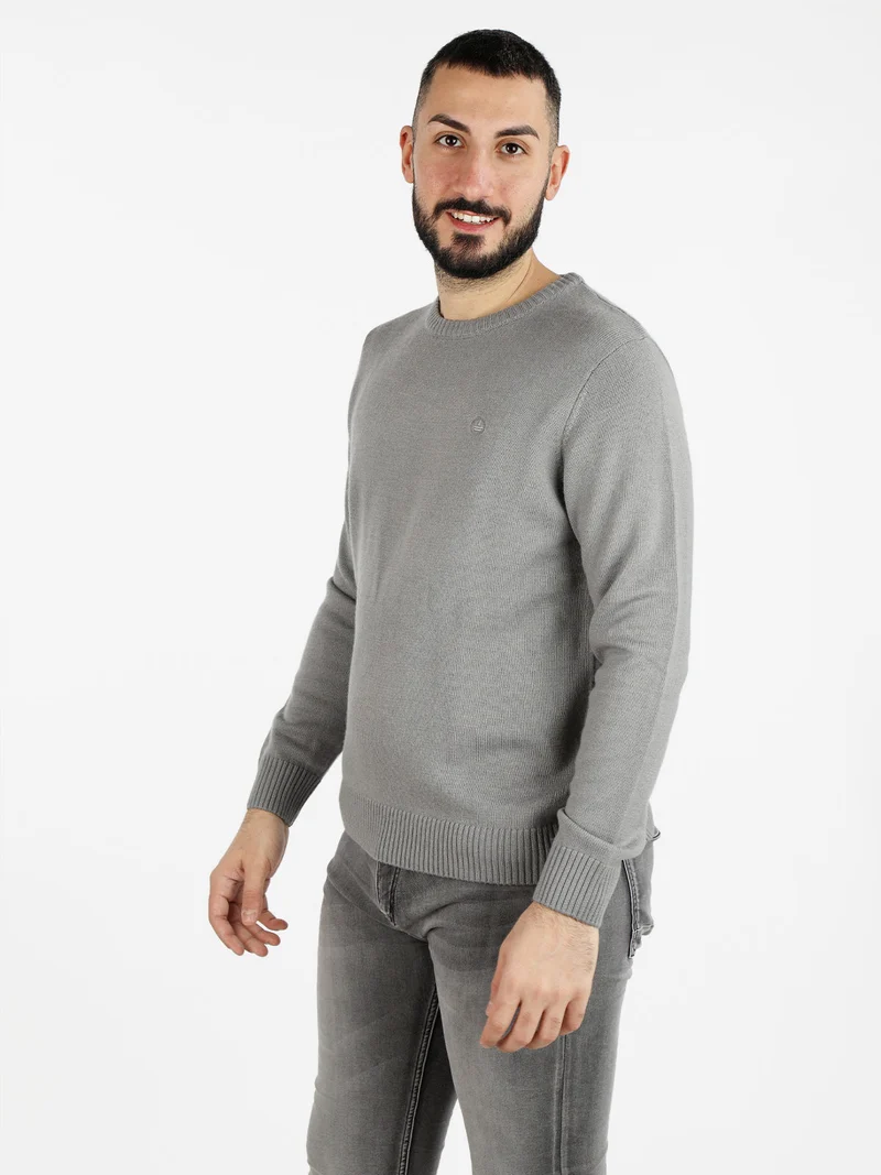 Maglione girocollo da uomo misto lana - grigio chiaro