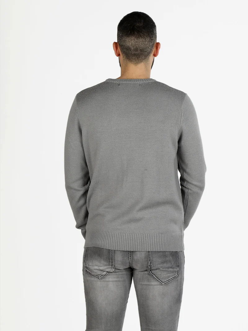 Maglione girocollo da uomo misto lana - grigio chiaro
