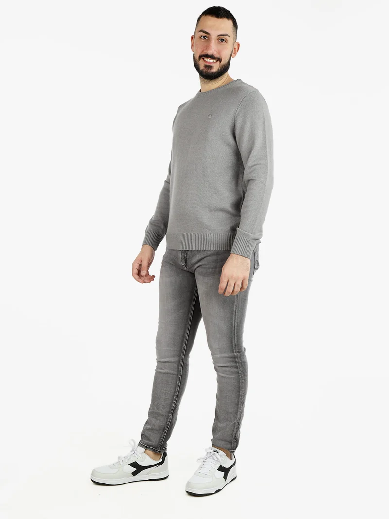 Maglione girocollo da uomo misto lana - grigio chiaro