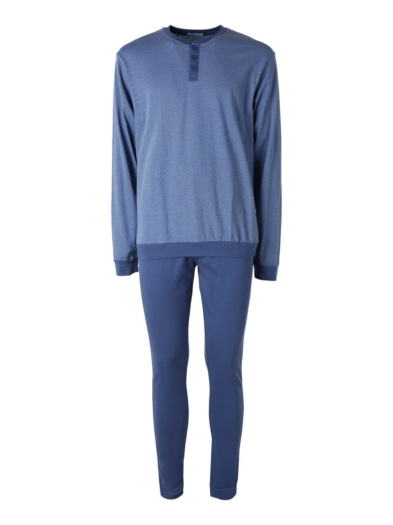 Pigiama lungo da uomo in cotone - blu