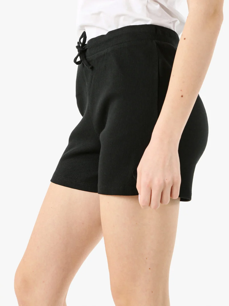 Shorts sportivi da donna a costine con coulisse - nero