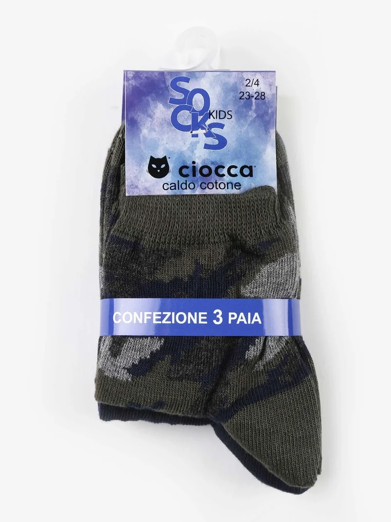 Calze da bambino 3 paia in caldo cotone - militare